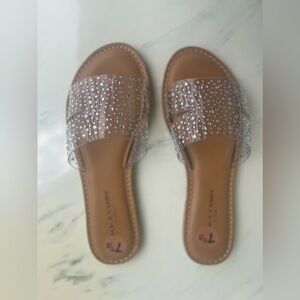 Rock & Candy by Zigi Clear Rhinestone sandals, US size 7.5 womens, new w/o box